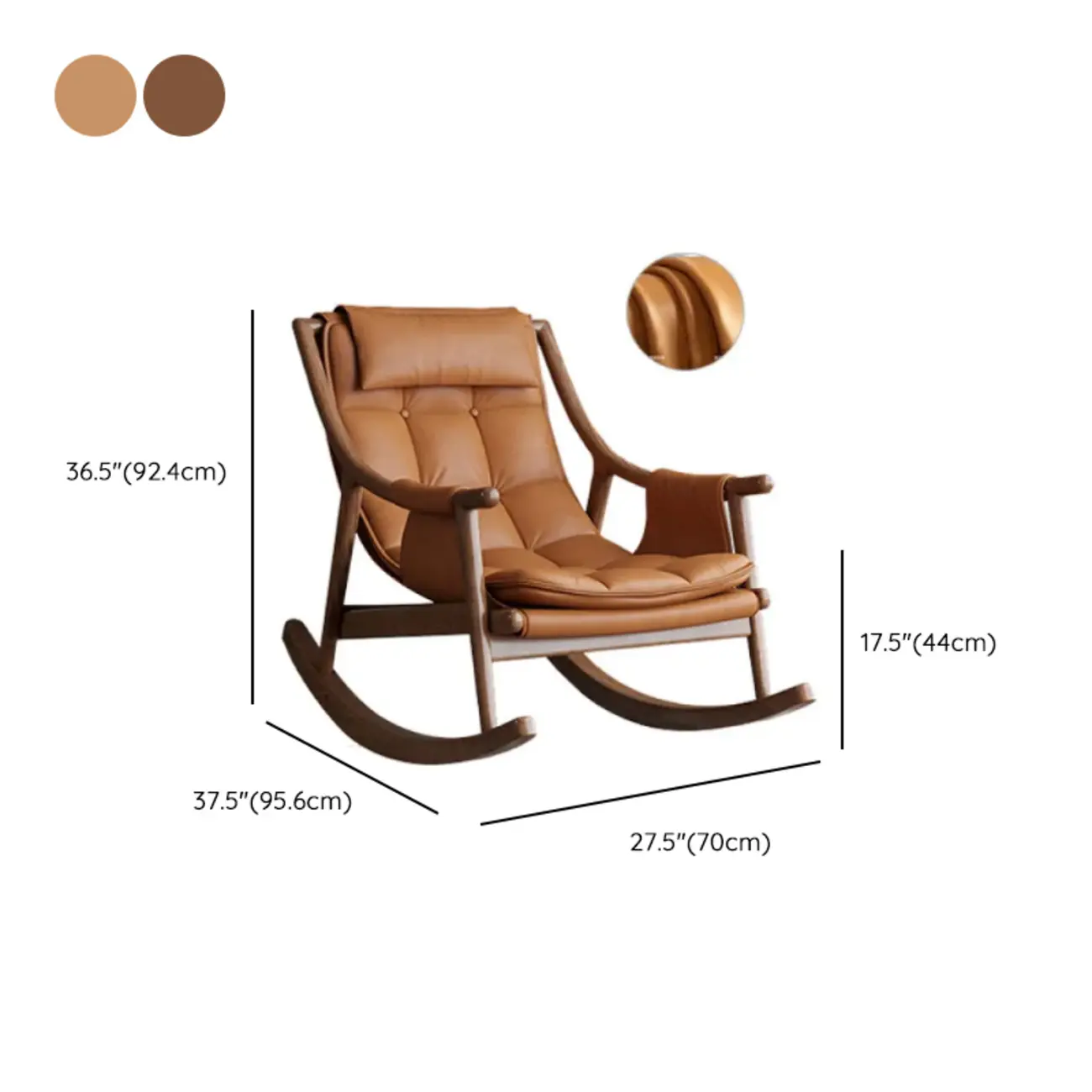 Modern Wood Nappa Upholstered Rocking Chair with Footstool #size | homeyfad