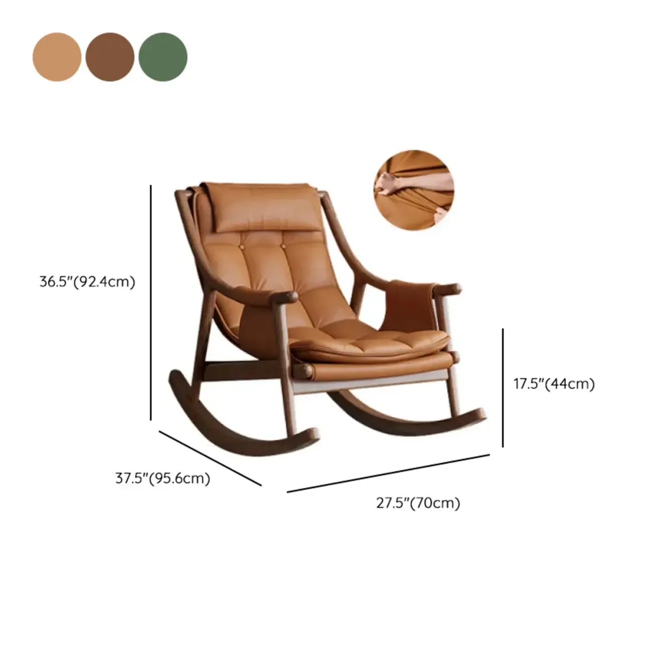 Modern Wood Nappa Upholstered Rocking Chair with Footstool Image - 23