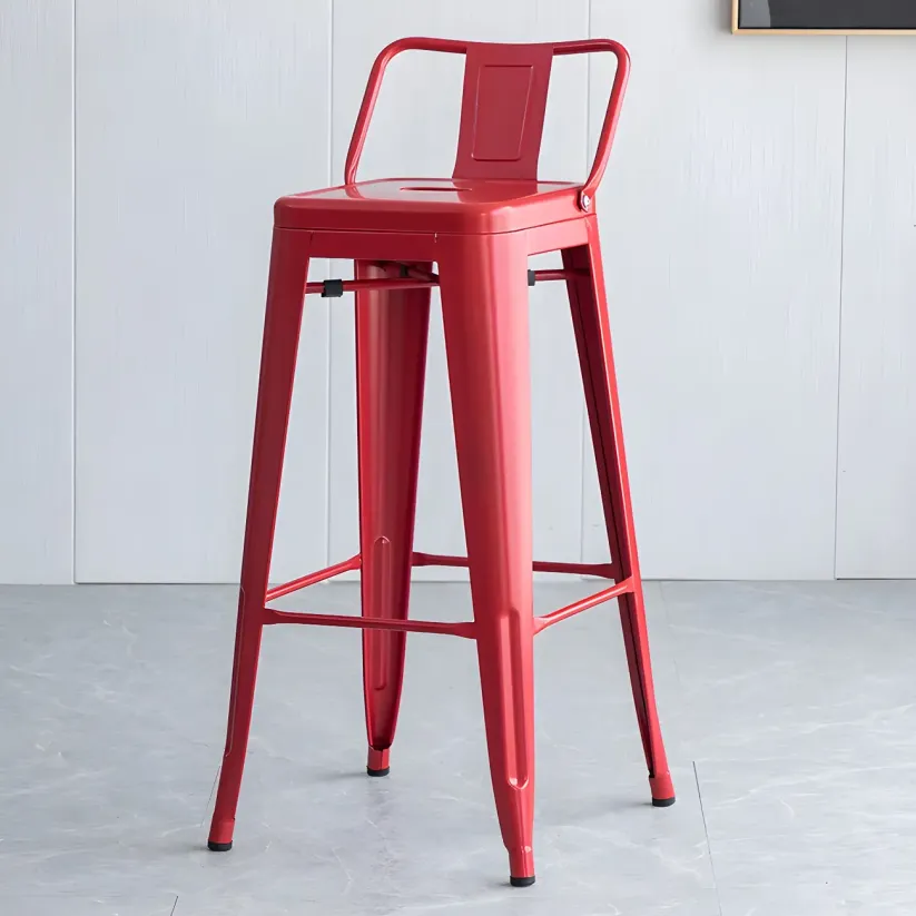 Industrial Style Metal Low Back Bar Stool 
