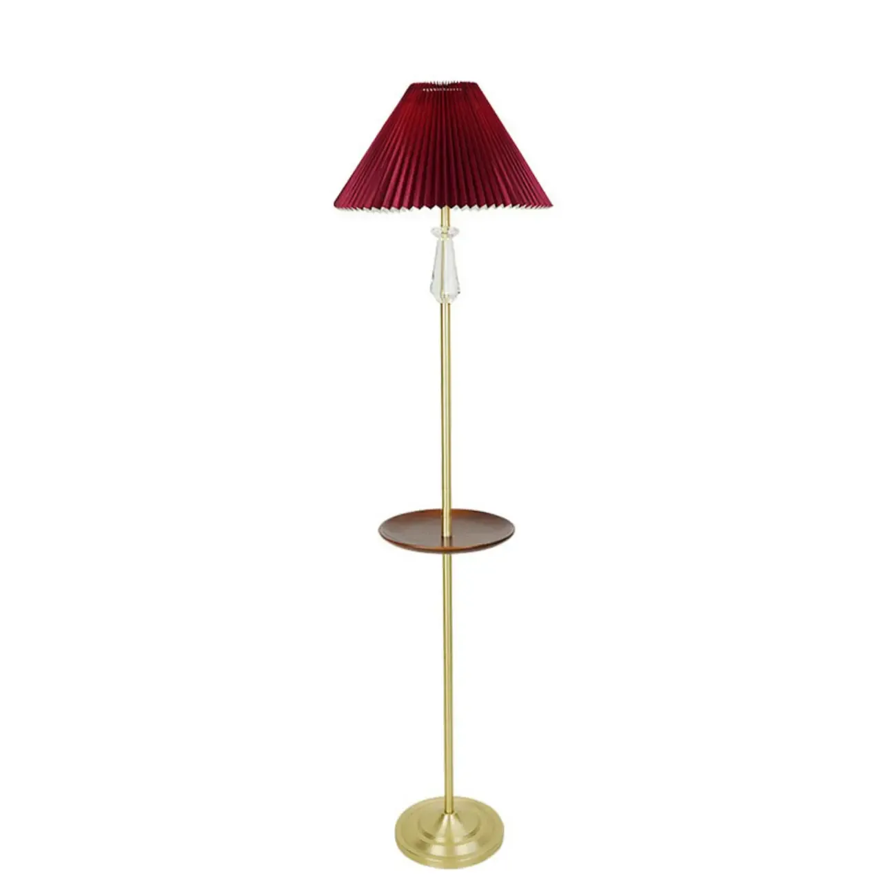 Modern White Floor Lamp with Shelf and Crystal for Living Room Image - 3