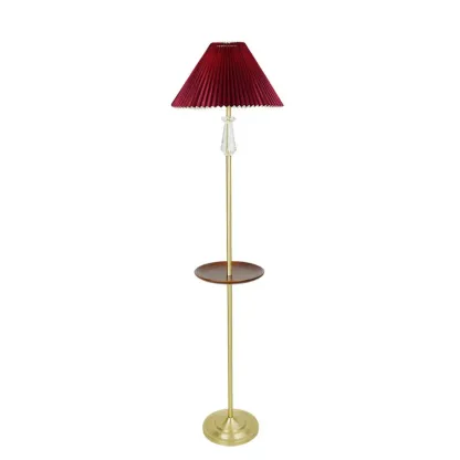 Modern White Floor Lamp with Shelf and Crystal for Living Room Image - 3
