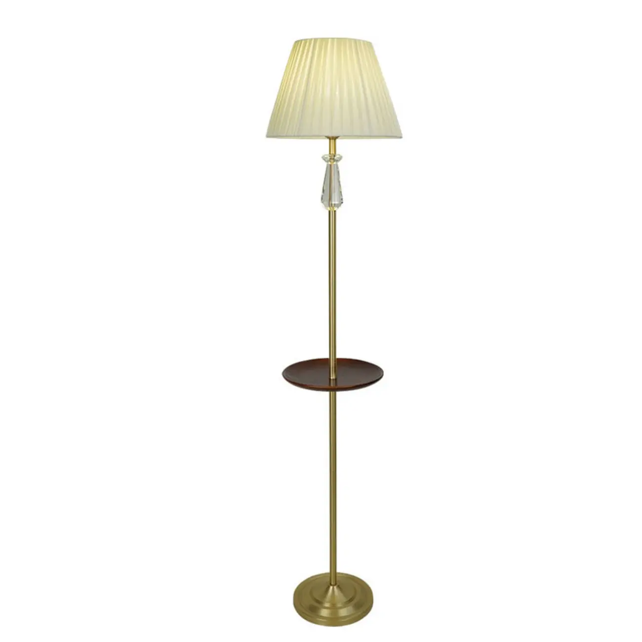 Modern White Floor Lamp with Shelf and Crystal for Living Room Image - 5 | homeyfad