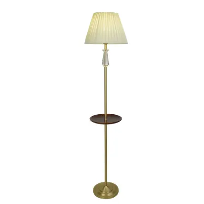 Modern White Floor Lamp with Shelf and Crystal for Living Room Image - 5