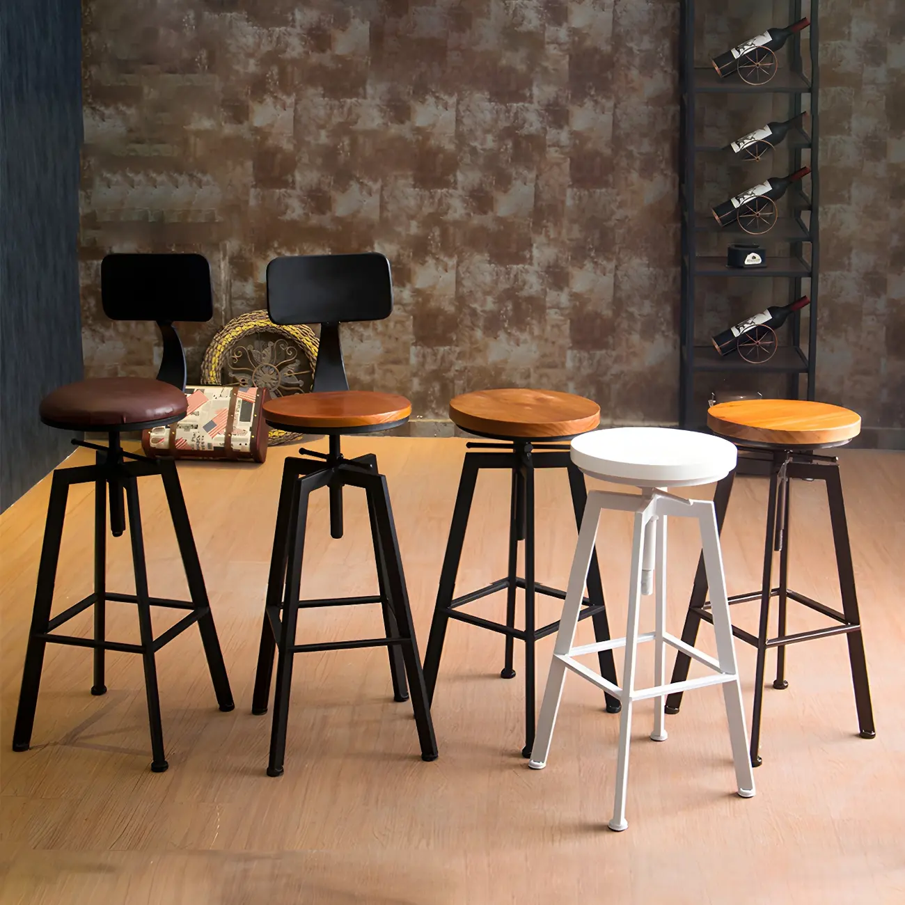 Industrial Metal Backless Counter Height Bar Stool Image - 1 | homeyfad