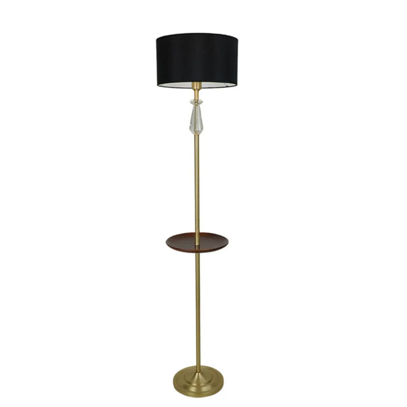 Modern White Floor Lamp with Shelf and Crystal for Living Room Image - 7 | homeyfad