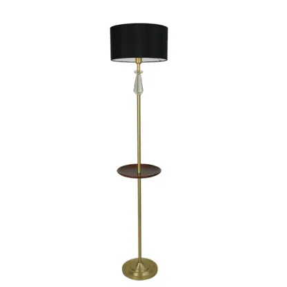 Modern White Floor Lamp with Shelf and Crystal for Living Room Image - 7