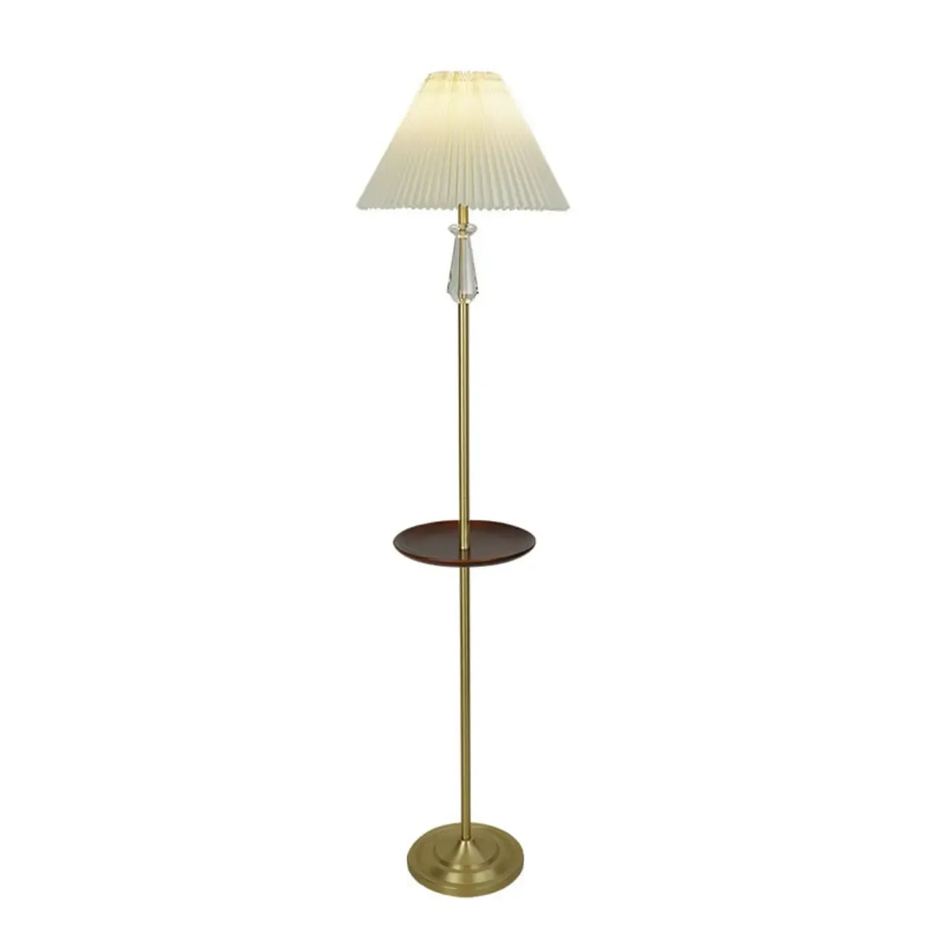 Modern White Floor Lamp with Shelf and Crystal for Living Room Image - 9