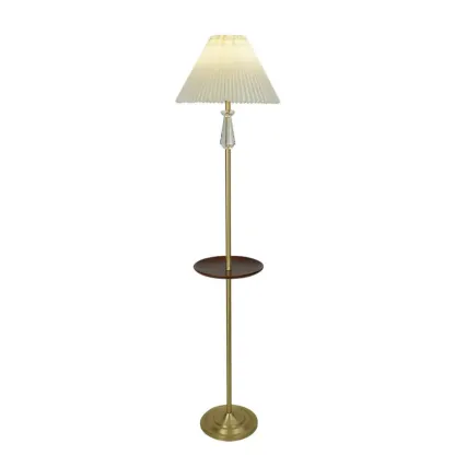 Modern White Floor Lamp with Shelf and Crystal for Living Room Image - 9