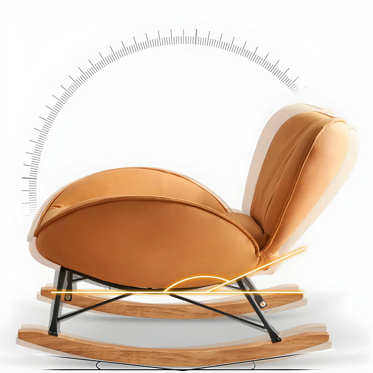 Wingback Faux Leather Rocking Chair with Ottoman for Indoor Image - 8 | homeyfad