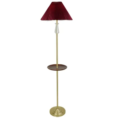 Modern White Floor Lamp with Shelf and Crystal for Living Room Image - 10