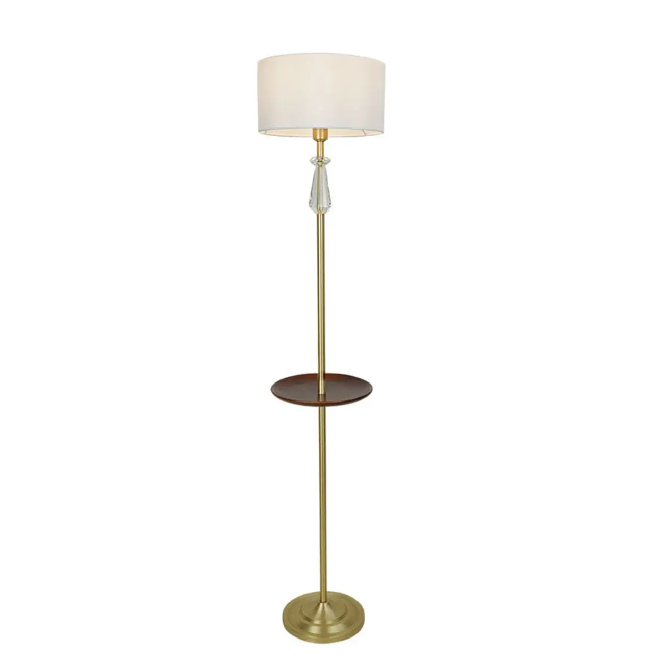 Modern White Floor Lamp with Shelf and Crystal for Living Room Image - 11 | homeyfad
