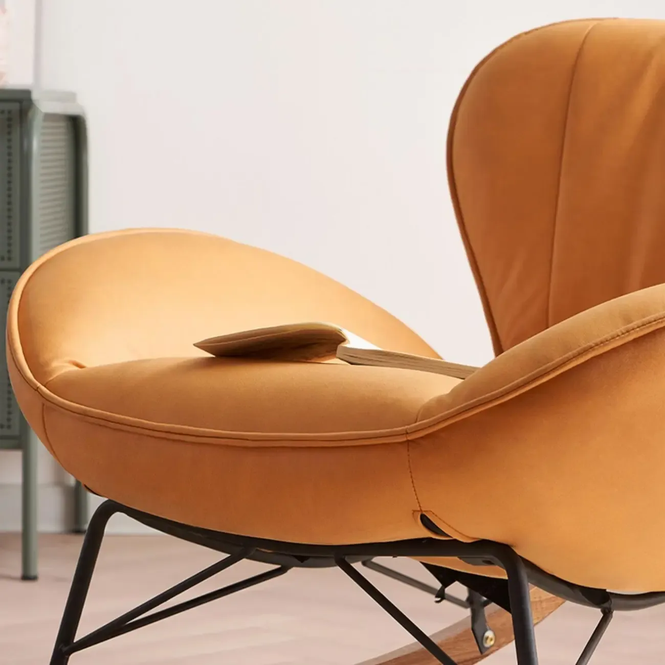 Wingback Faux Leather Rocking Chair with Ottoman for Indoor Image - 10