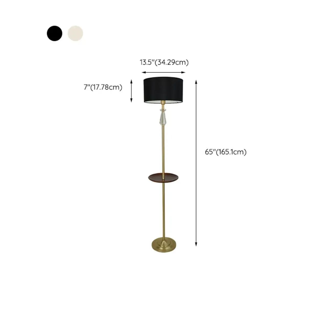 Modern White Floor Lamp with Shelf and Crystal for Living Room Image - 17