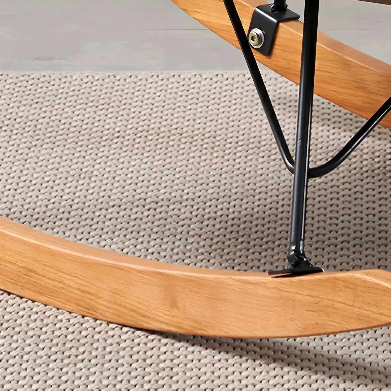 Wingback Faux Leather Rocking Chair with Ottoman for Indoor Image - 13 | homeyfad