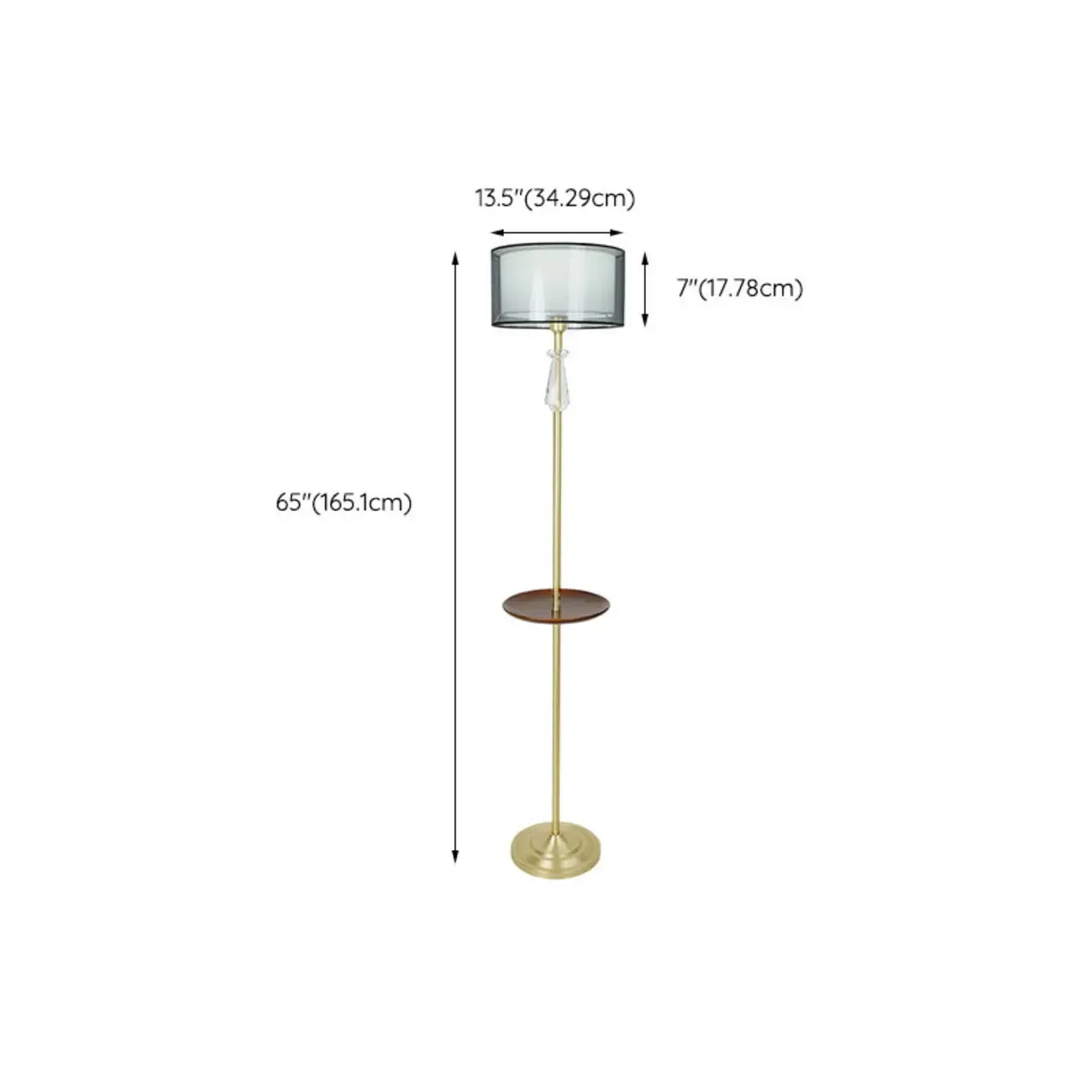 Modern White Floor Lamp with Shelf and Crystal for Living Room Image - 18