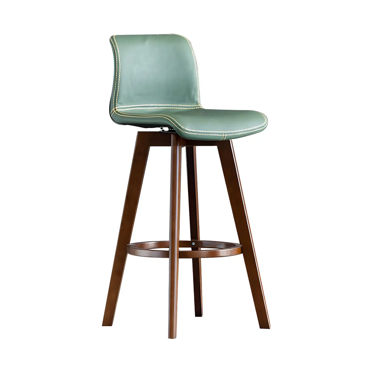 Mid-Century Distressed Leather Swivel Bar Stool with Back Image - 14 | homeyfad