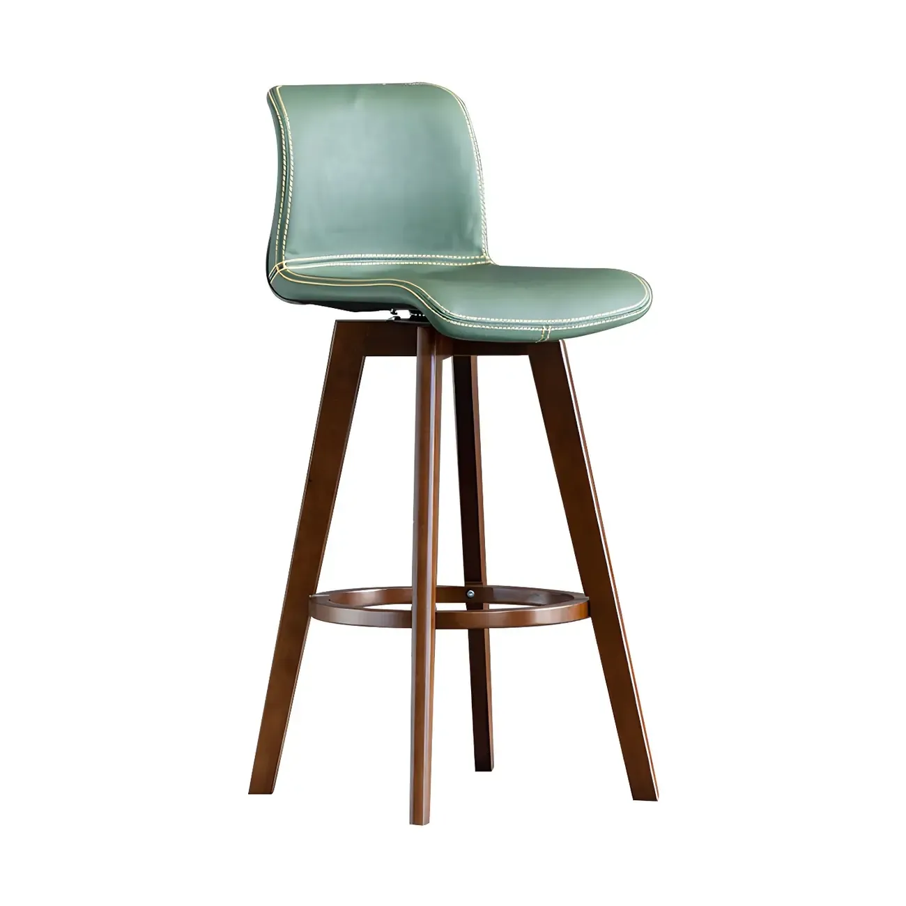 Modern Wooden Bar Stools with Cushioned Backrest for Kitchen Image - 5