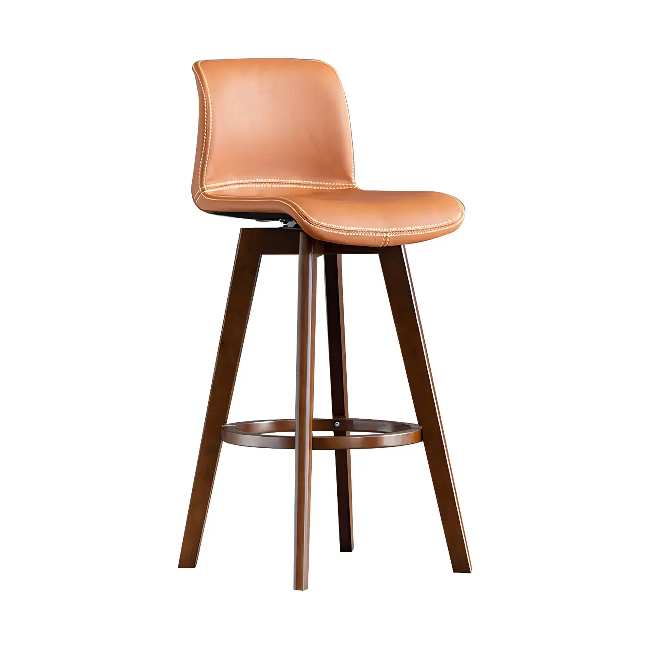 Mid-Century Distressed Leather Swivel Bar Stool with Back Image - 17 | homeyfad