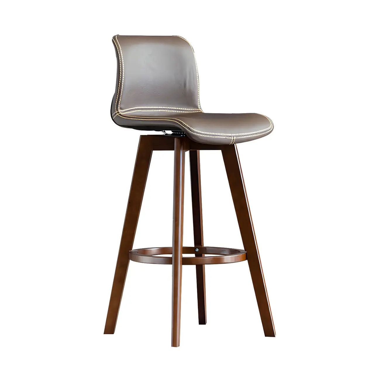 Modern Wooden Bar Stools with Cushioned Backrest for Kitchen Image - 11 | homeyfad