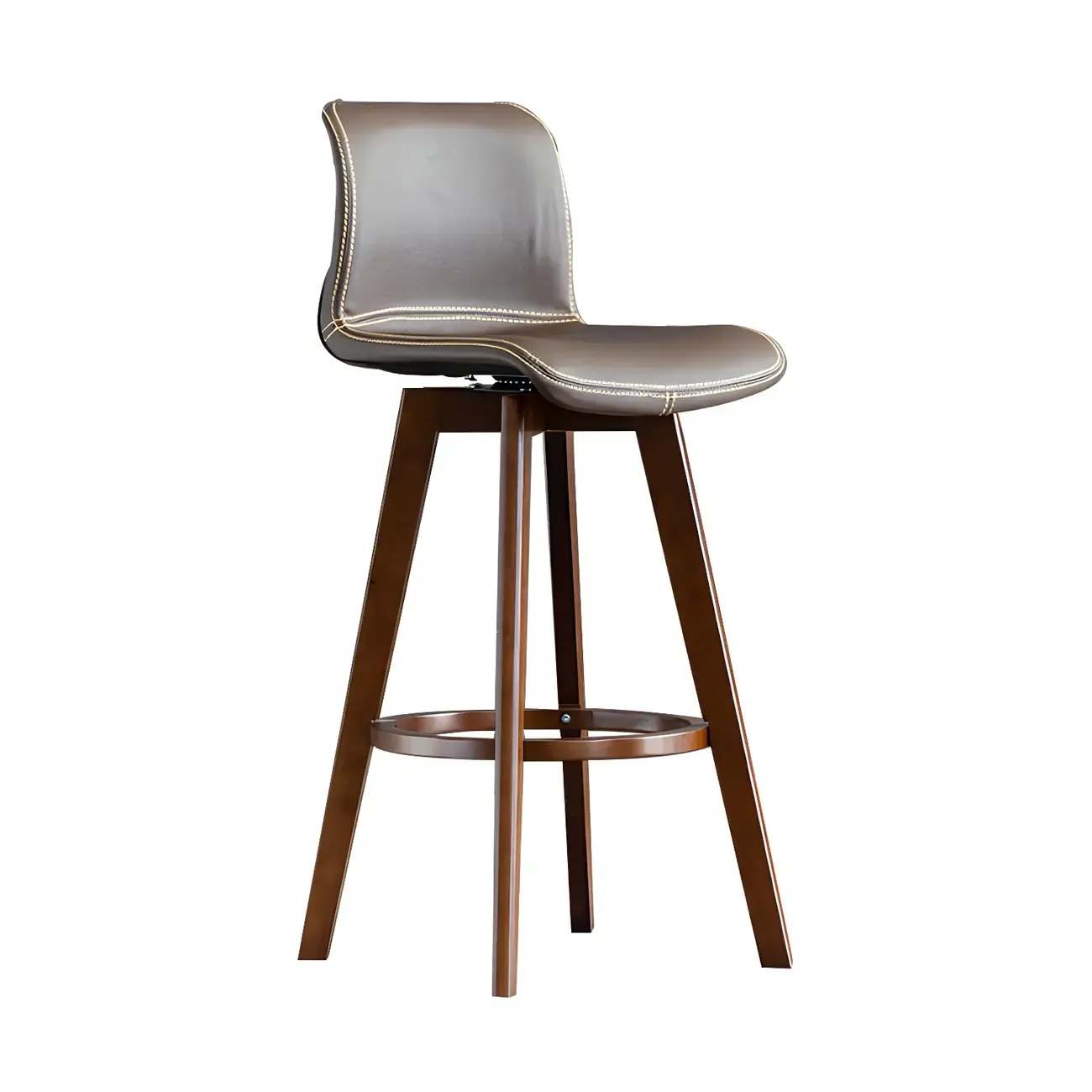 Modern Wooden Bar Stools with Cushioned Backrest for Kitchen Image - 11