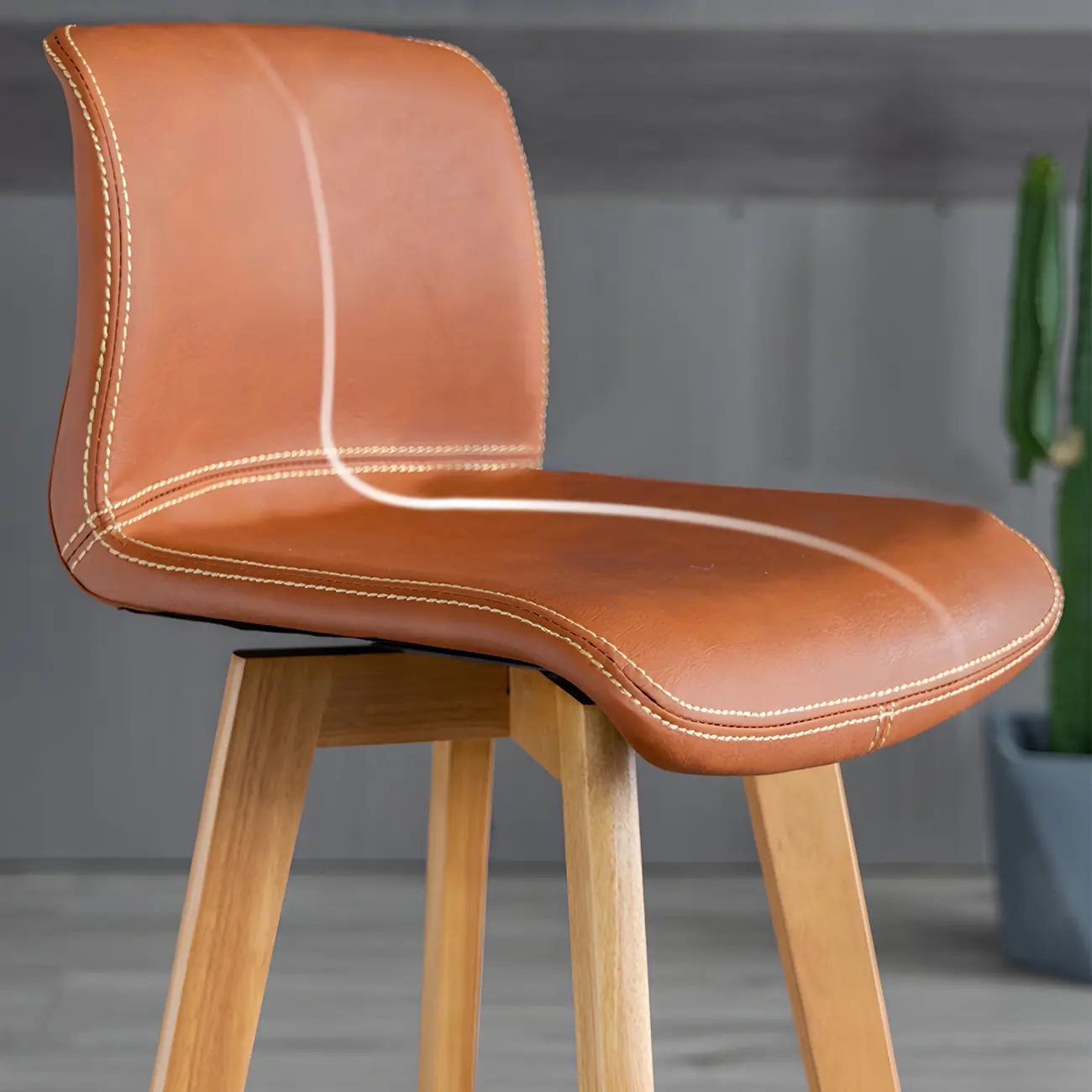 Mid-Century Distressed Leather Swivel Bar Stool with Back Image - 6 | homeyfad