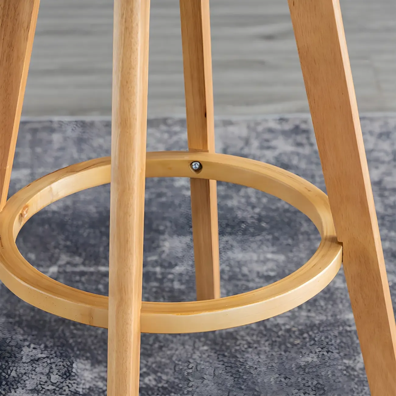 Modern Wooden Bar Stools with Cushioned Backrest for Kitchen Image - 13