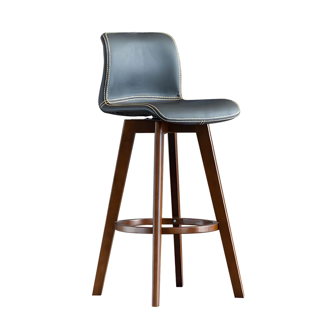 Modern Wooden Bar Stools with Cushioned Backrest for Kitchen Image - 16 | homeyfad