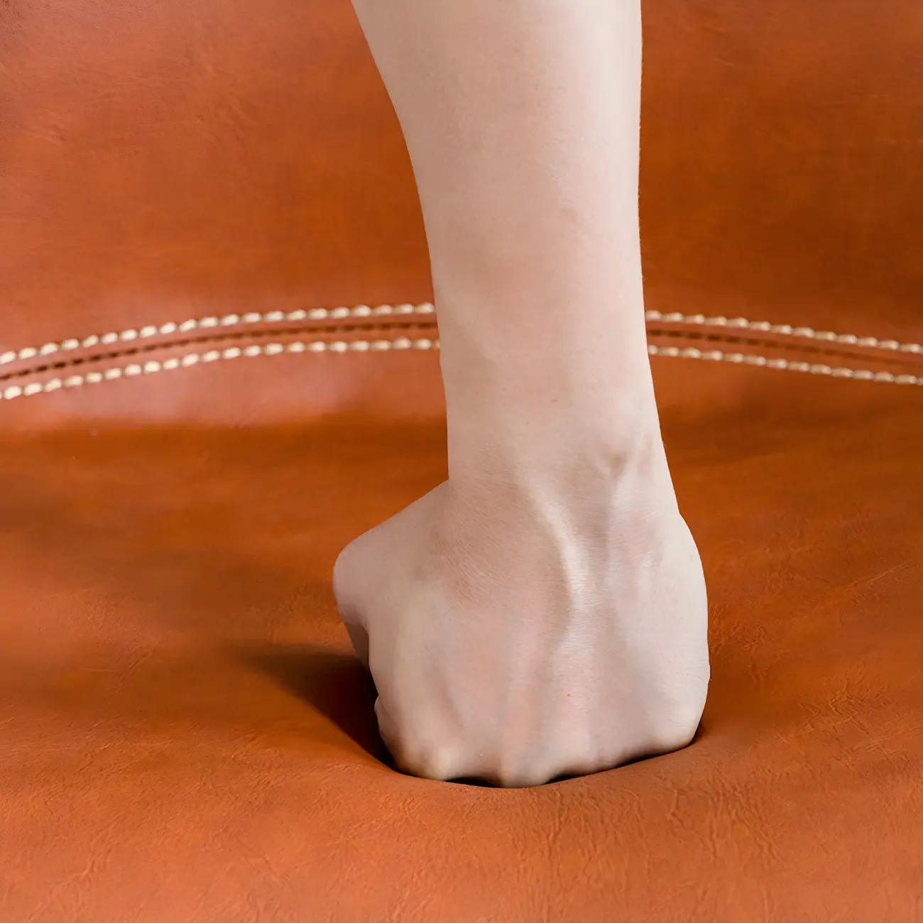 Mid-Century Distressed Leather Swivel Bar Stool with Back Image - 7