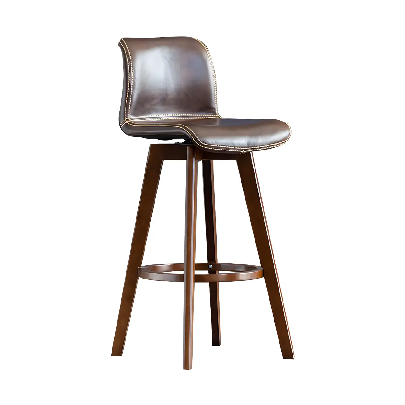 Mid-Century Distressed Leather Swivel Bar Stool with Back Image - 21 | homeyfad