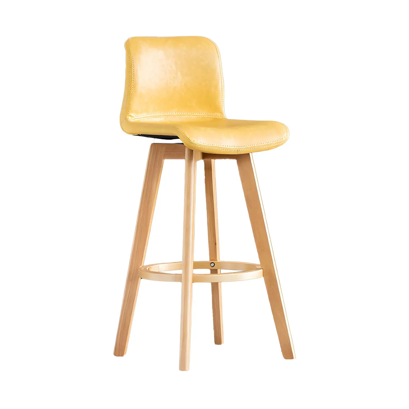 Modern Wooden Bar Stools with Cushioned Backrest for Kitchen Image - 21 | homeyfad