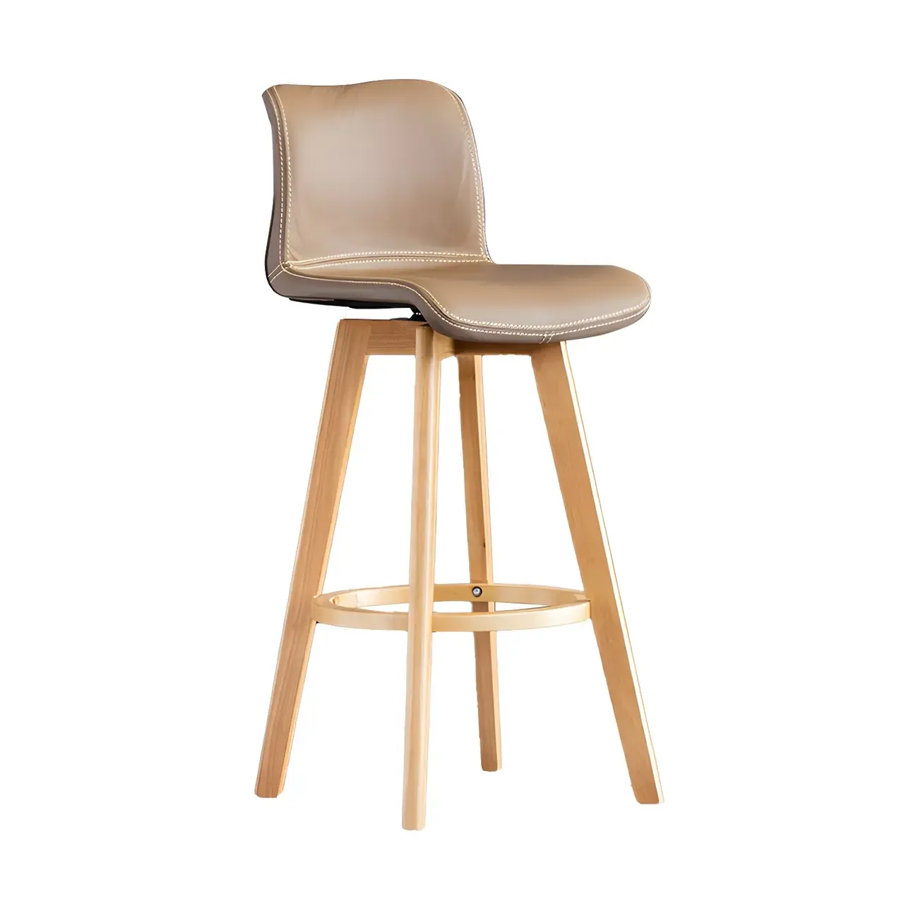 Modern Wooden Bar Stools with Cushioned Backrest for Kitchen