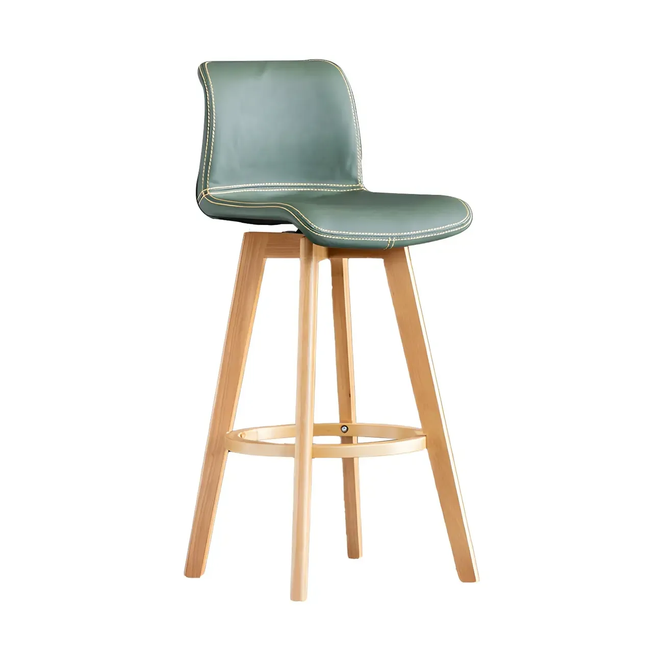 Modern Wooden Bar Stools with Cushioned Backrest for Kitchen Image - 23