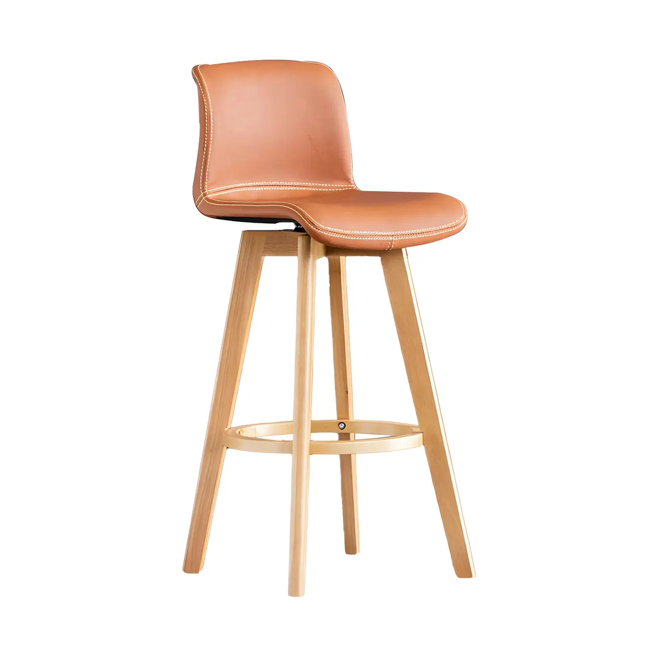 Mid-Century Distressed Leather Swivel Bar Stool with Back Image - 26 | homeyfad