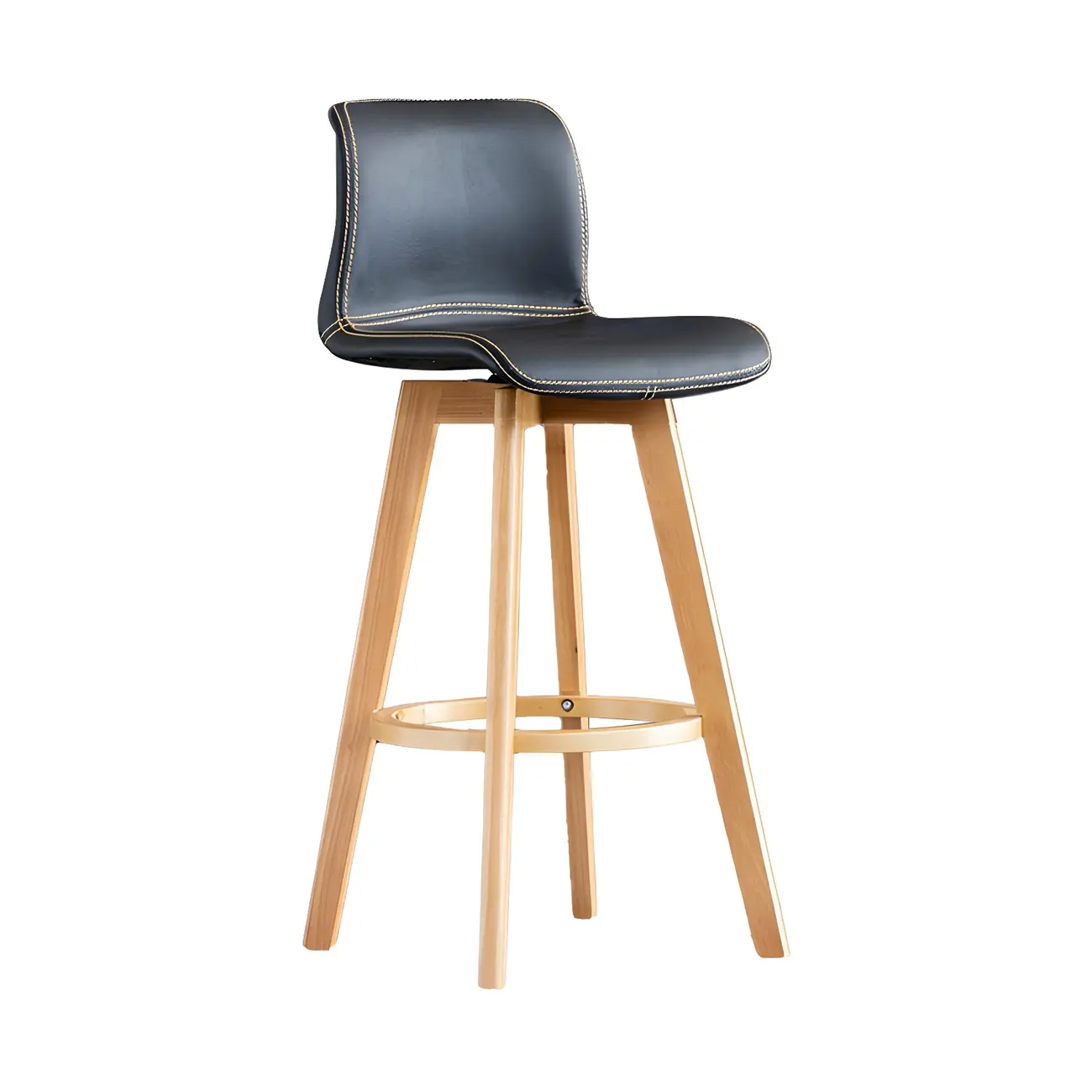 Modern Wooden Bar Stools with Cushioned Backrest for Kitchen Image - 28 | homeyfad