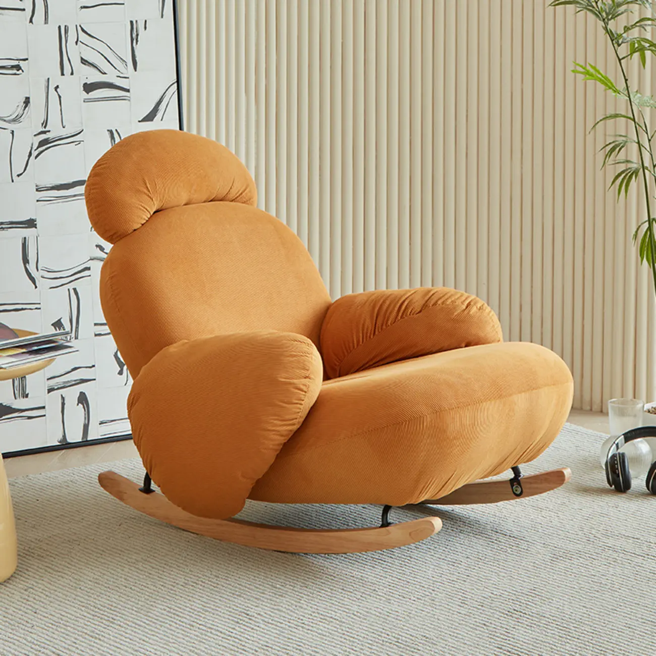 Upholstered Round Arm Rocking Chair with Optional Ottoman Image - 1 | homeyfad