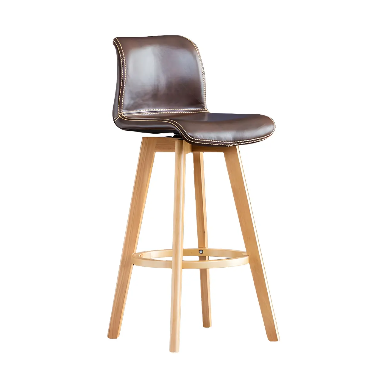 Mid-Century Distressed Leather Swivel Bar Stool with Back Image - 30 | homeyfad