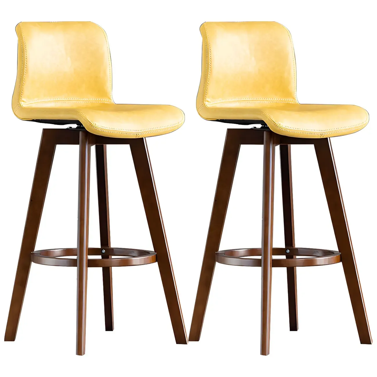 Modern Wooden Bar Stools with Cushioned Backrest for Kitchen Image - 31