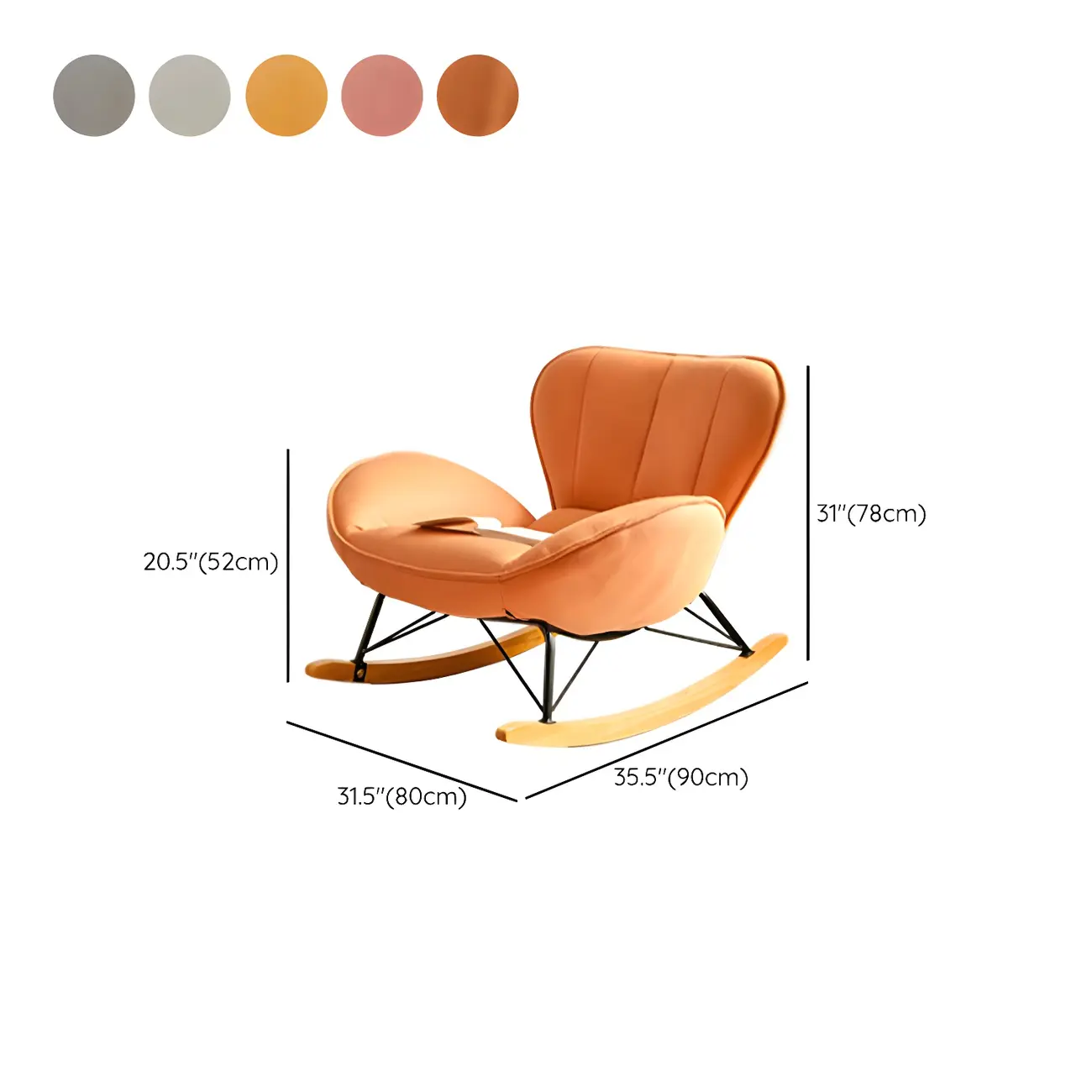 Wingback Faux Leather Rocking Chair with Ottoman for Indoor #size | homeyfad