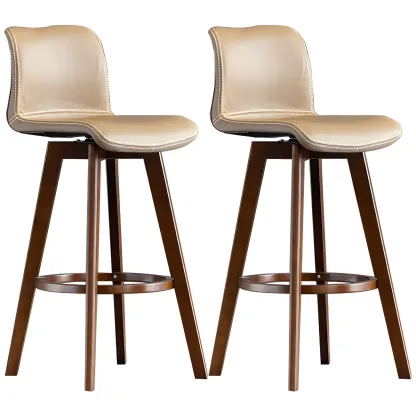 Modern Wooden Bar Stools with Cushioned Backrest for Kitchen