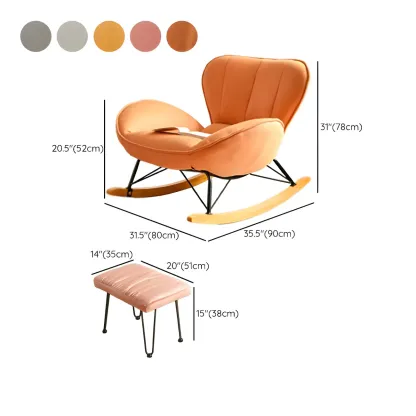 Wingback Faux Leather Rocking Chair with Ottoman for Indoor Image - 19