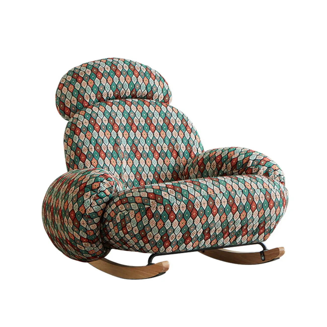 Upholstered Round Arm Rocking Chair with Optional Ottoman Image - 2 | homeyfad