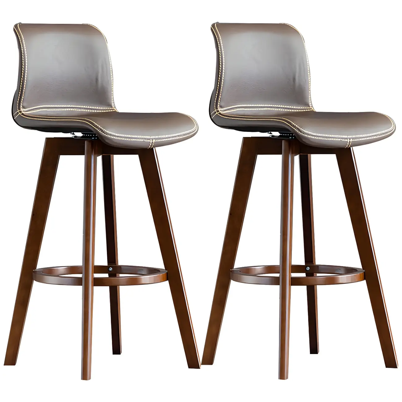Mid-Century Distressed Leather Swivel Bar Stool with Back Image - 36 | homeyfad