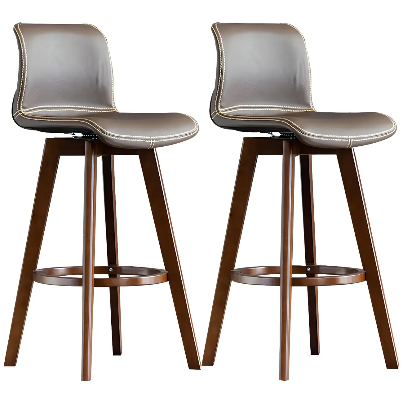Modern Wooden Bar Stools with Cushioned Backrest for Kitchen Image - 36