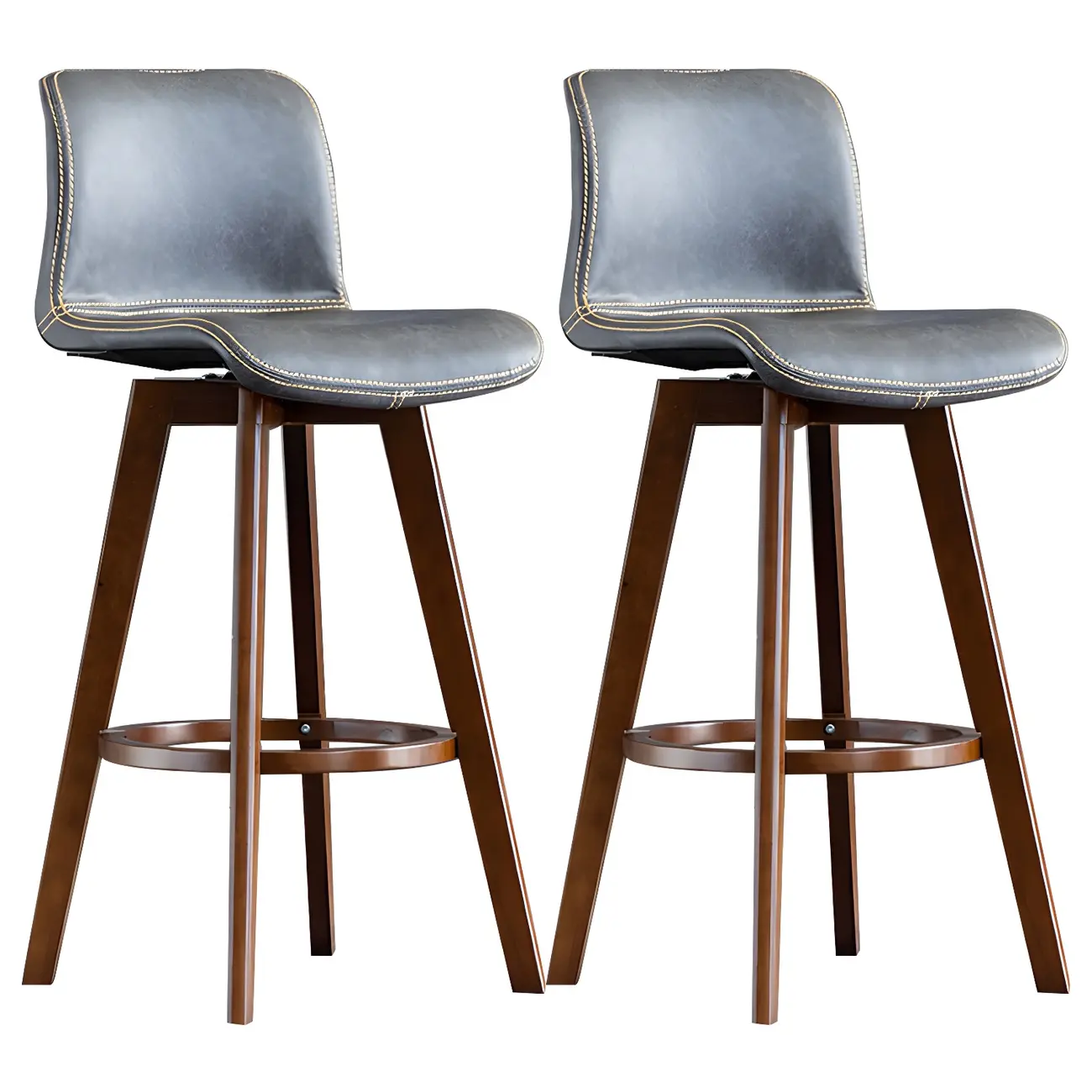Mid-Century Distressed Leather Swivel Bar Stool with Back Image - 38 | homeyfad