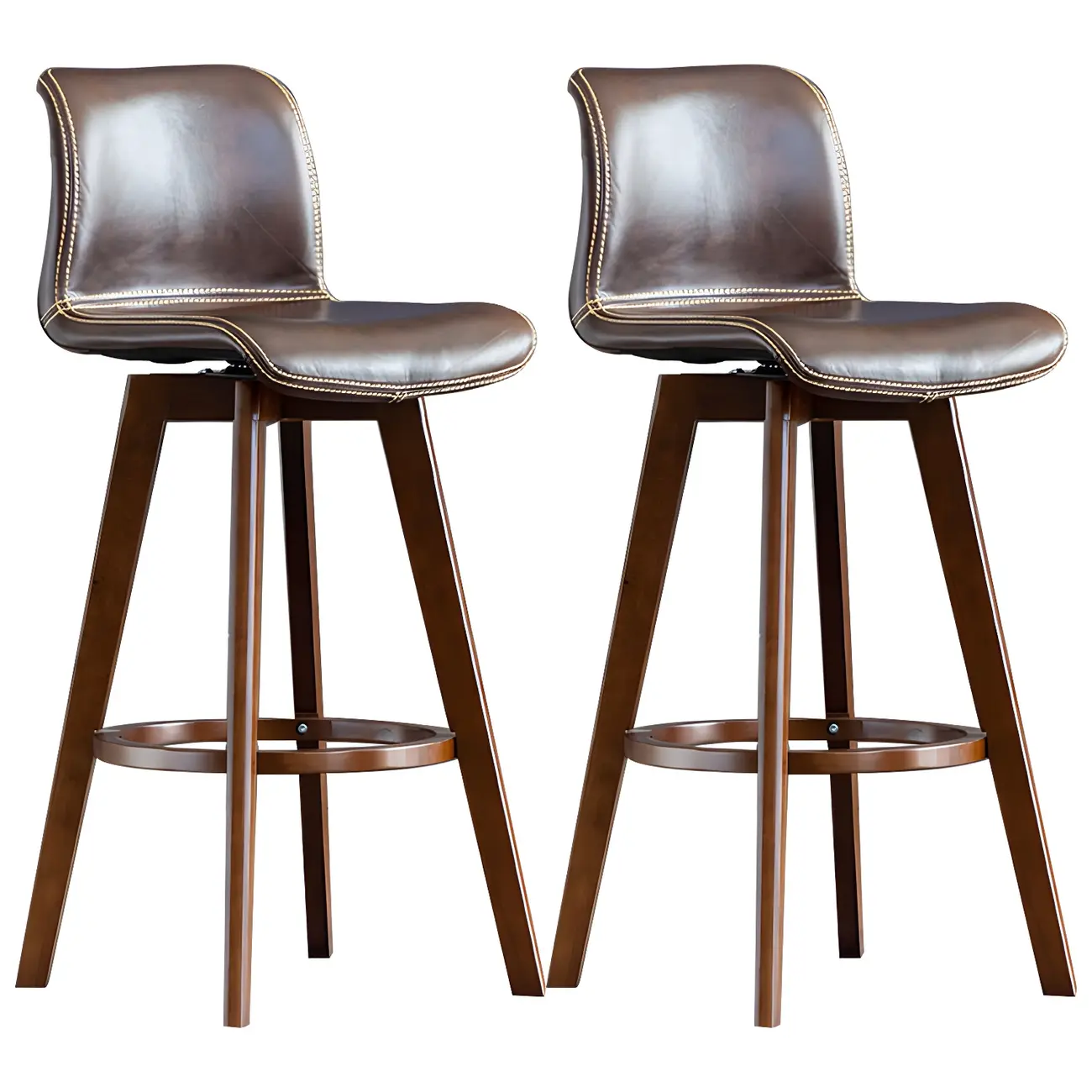Mid-Century Distressed Leather Swivel Bar Stool with Back Image - 39 | homeyfad