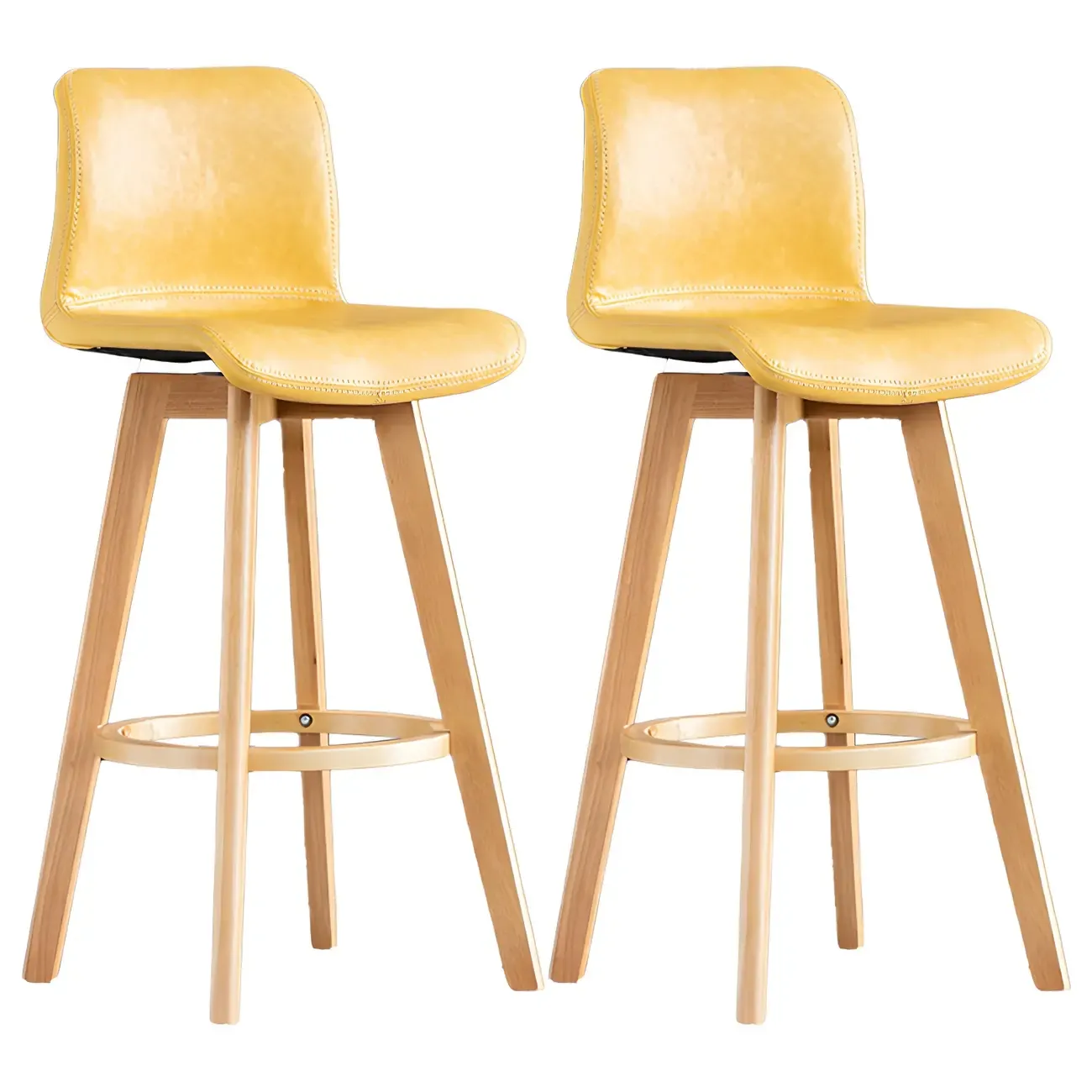 Modern Wooden Bar Stools with Cushioned Backrest for Kitchen Image - 41