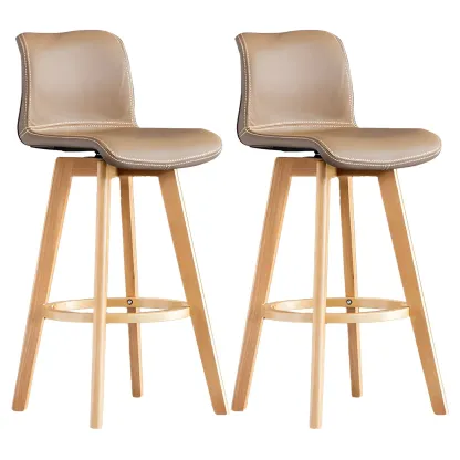 Modern Wooden Bar Stools with Cushioned Backrest for Kitchen