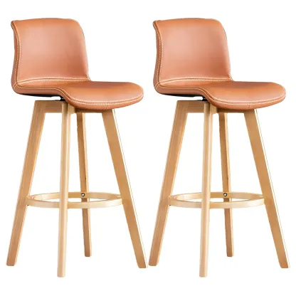 Mid-Century Distressed Leather Swivel Bar Stool with Back Image - 44