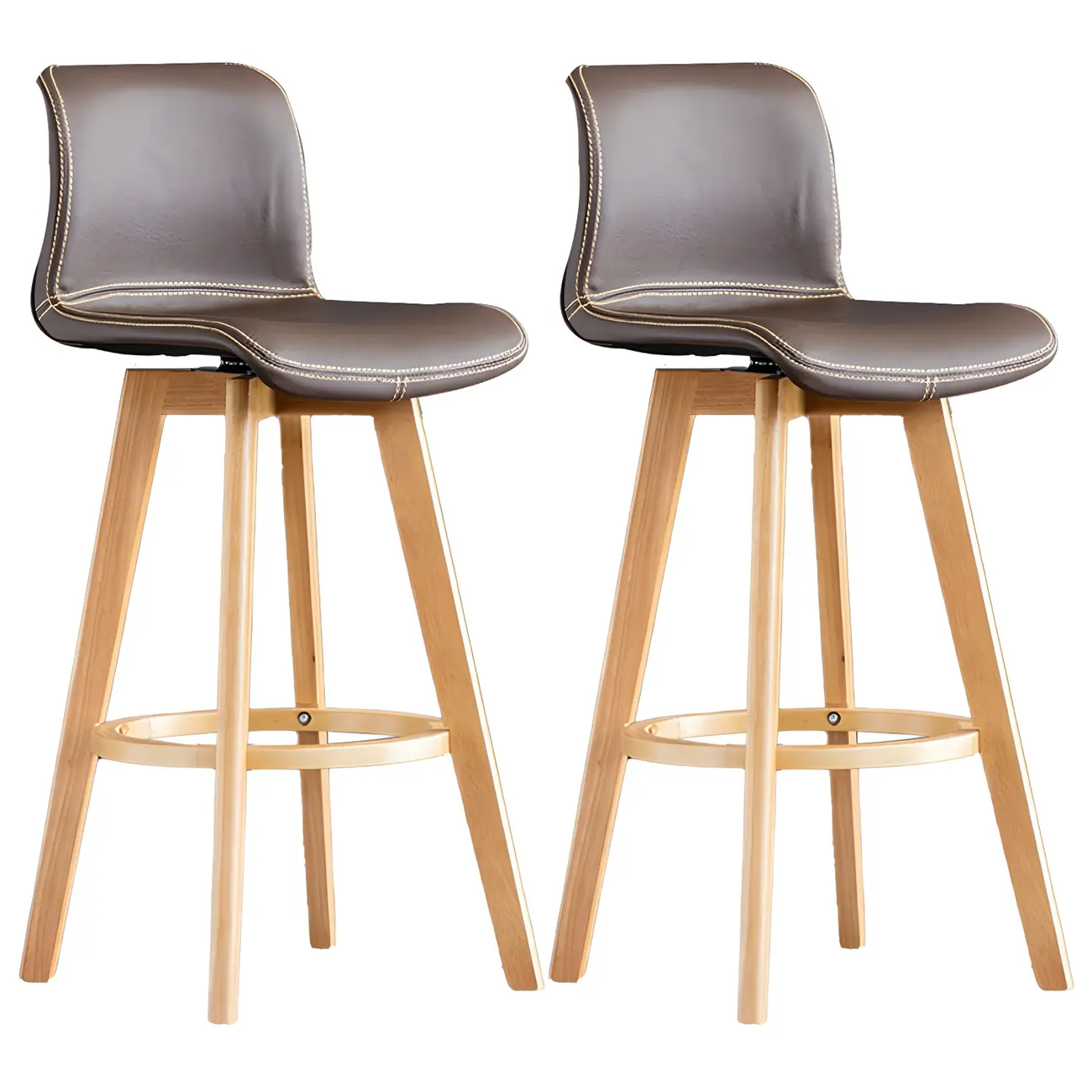 Modern Wooden Bar Stools with Cushioned Backrest for Kitchen Image - 46 | homeyfad