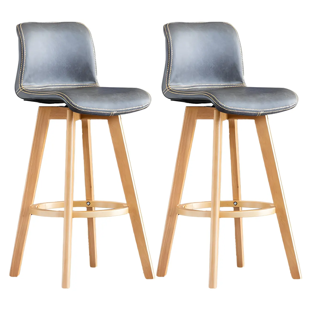 Modern Wooden Bar Stools with Cushioned Backrest for Kitchen Image - 49 | homeyfad